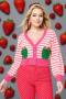 Smak Parlour 1960s Pink Stripes & Strawberry Pocket Cardigan Colour: Pink Size: XL/1XL