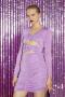 Glamorous Lilac-Orchid Rose-Applique Ruched Mini-Dress Colour: Purple Size: 8