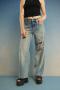 The Ragged Priest Dirty Wash Distressed Release Stud Jeans Size: 26" Colour: Blue