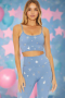 Beach Riot Libby Winter Star Gym Crop Top as seen on Malin Andersson Size: M Colour: Blue