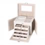 Large Multi Tier Faux Leather Jewellery Storage Box with Handle