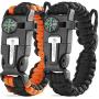 Paracord Survival Bracelet (5 in 1): Flint and Steel Fire Starter, Whistle, Compass, Mini Saw