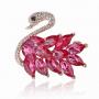 Elegant Swan Rhinestone Brooch With Simulated Gemstones