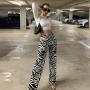 High Waisted Black And White 80`s Zebra Pants